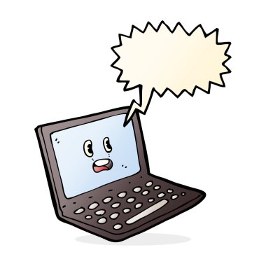 Konuşma baloncuklu dizüstü bilgisayar