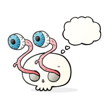 Brüt düşünce kabarcık karikatür göz küresi kafatası