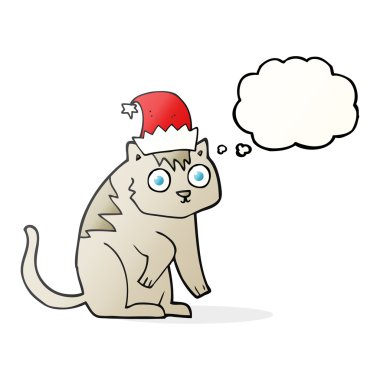 kabarcık karikatür kedi Noel şapka takıyor sanıyordum