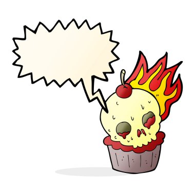 Konuşma baloncuklu Cadılar Bayramı pastası.