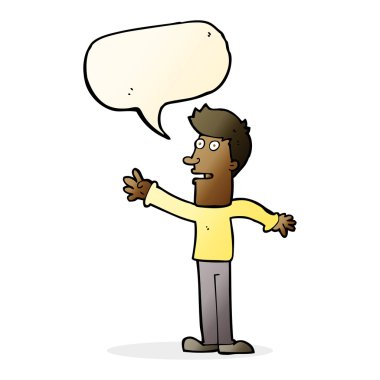 Çizgi film adamı konuşma balonuna uzanıyor