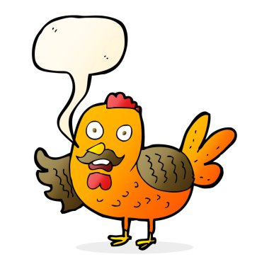 Konuşma baloncuğu olan yaşlı horoz çizgi filmi