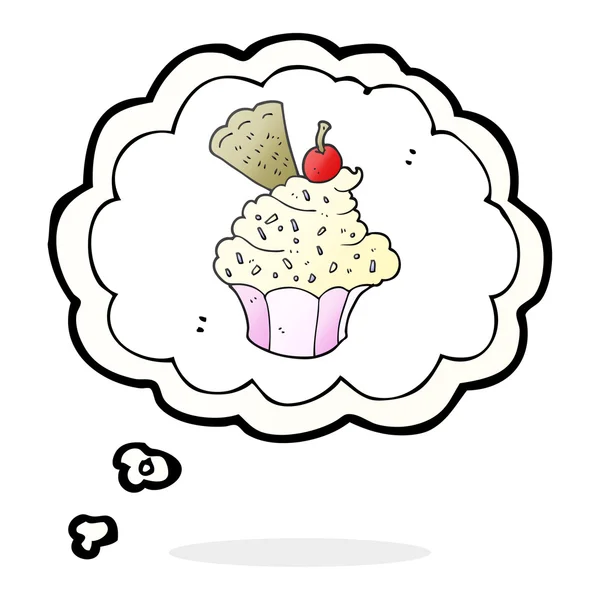 Pensée bulle dessin animé cupcake — Image vectorielle