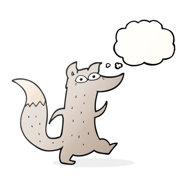 Myšlenka bubliny cartoon roztomilý Vlk — Stockový vektor