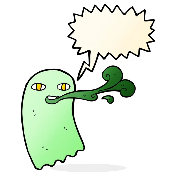Funny cartoon ghost with speech bubble — Stock Vector