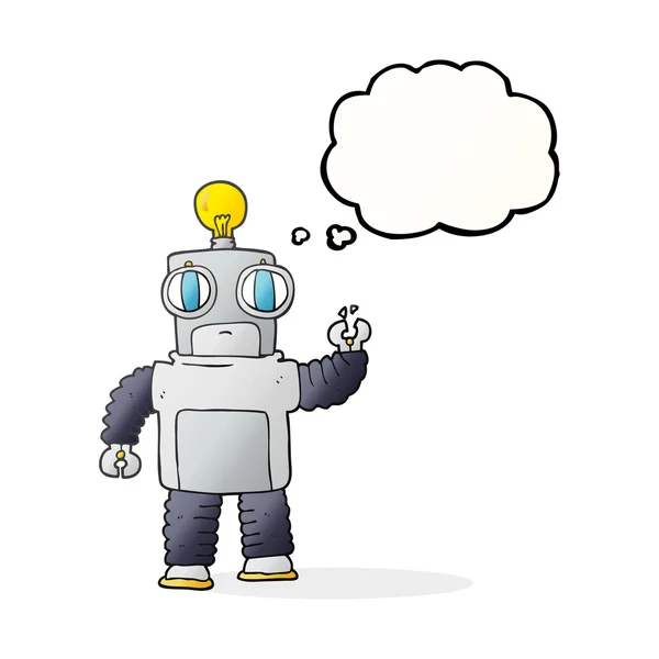 Robot de dibujos animados burbuja pensamiento — Vector de stock