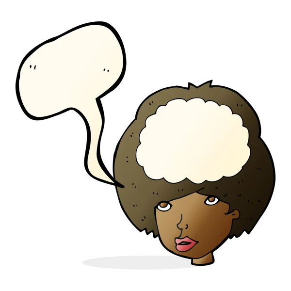 Cartoon empty headed woman with speech bubble — Stock Vector