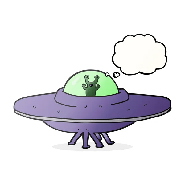 Thought bubble cartoon alien spaceship — Stock Vector