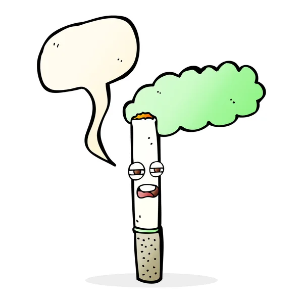 Dessin animé cigarette heureuse avec bulle de parole — Image vectorielle