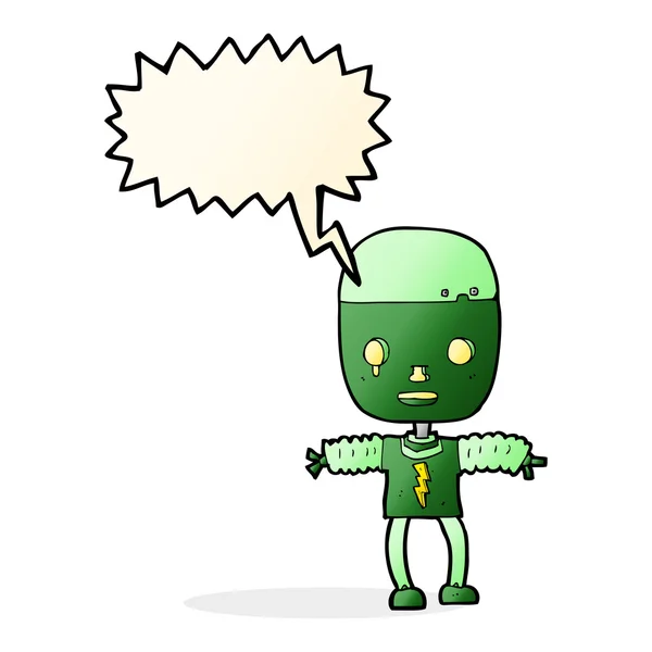 Robot de dibujos animados con burbuja de habla — Vector de stock