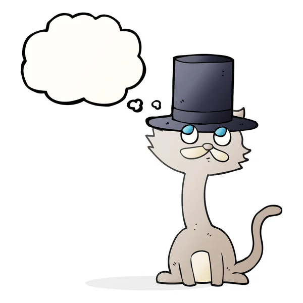 Dacht dat bubble cartoon kat in hoge hoed — Stockvector