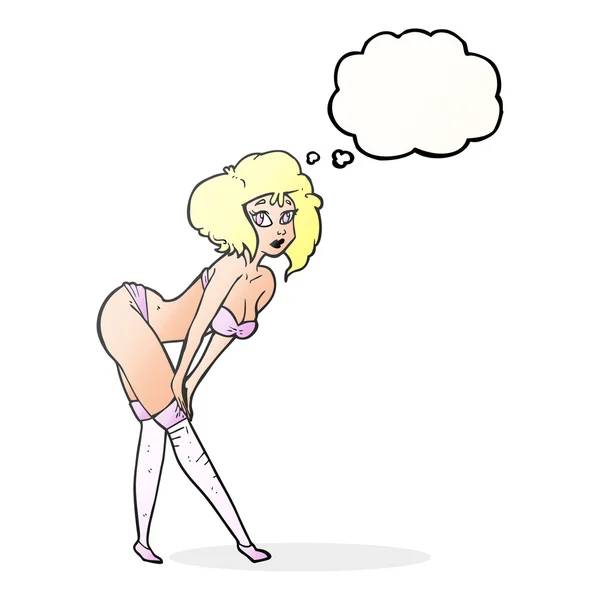 Dacht dat bubble cartoon pin-up girl — Stockvector