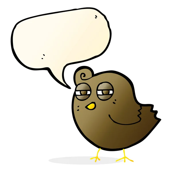 Pássaro de desenho animado engraçado com bolha de fala —  Vetores de Stock
