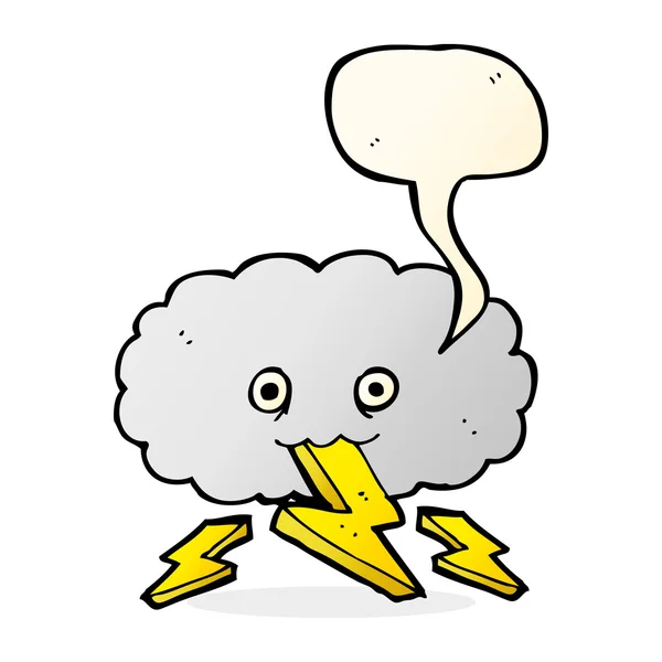 Kreskówka chmura piorun z bańki mowy — Wektor stockowy