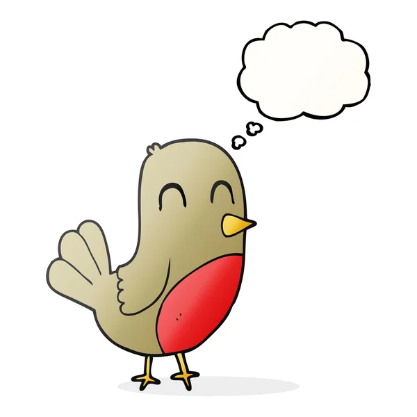 Gedachte zeepbel cartoon robin — Stockvector