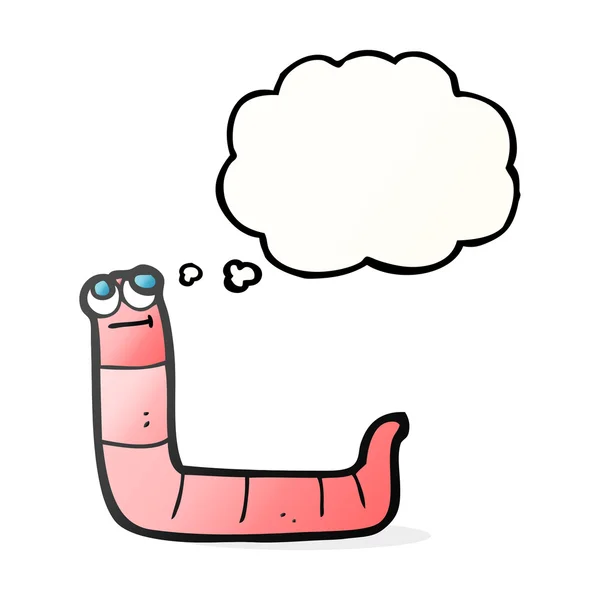 Pensiero bolla cartone animato verme — Vettoriale Stock