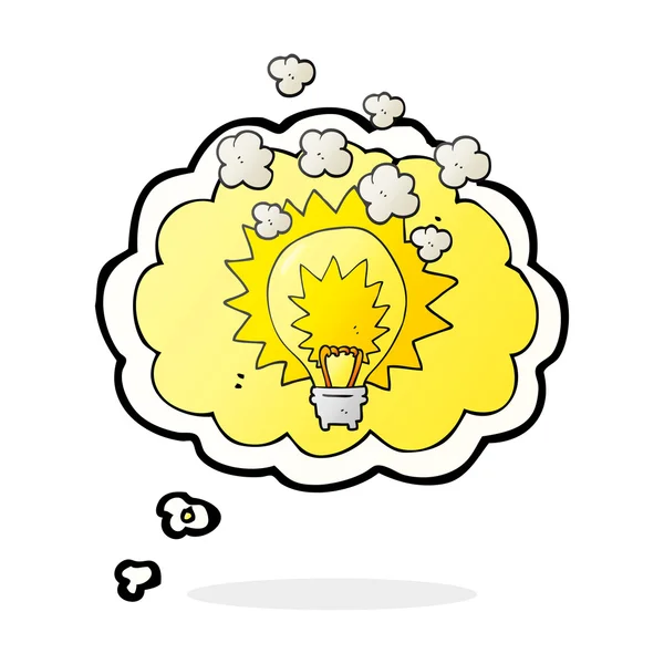 Thought bubble cartoon light bulb shining — Stock Vector