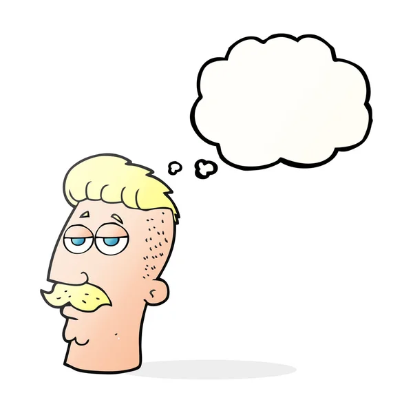 Pensée bulle dessin animé homme avec coupe de cheveux hipster — Image vectorielle