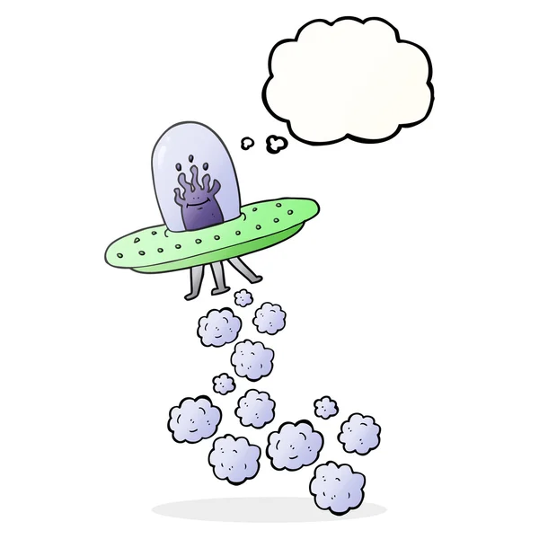 Pensamiento burbuja dibujos animados platillo volador — Archivo Imágenes Vectoriales