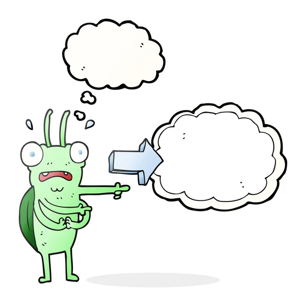 Σκέψη φούσκα γελοιογραφία bug κατάδειξης — Διανυσματικό Αρχείο