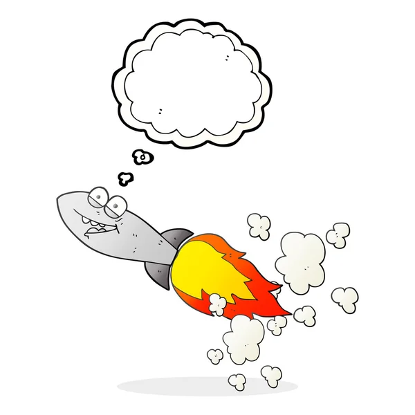 Pensiero bolla cartone animato missile — Vettoriale Stock