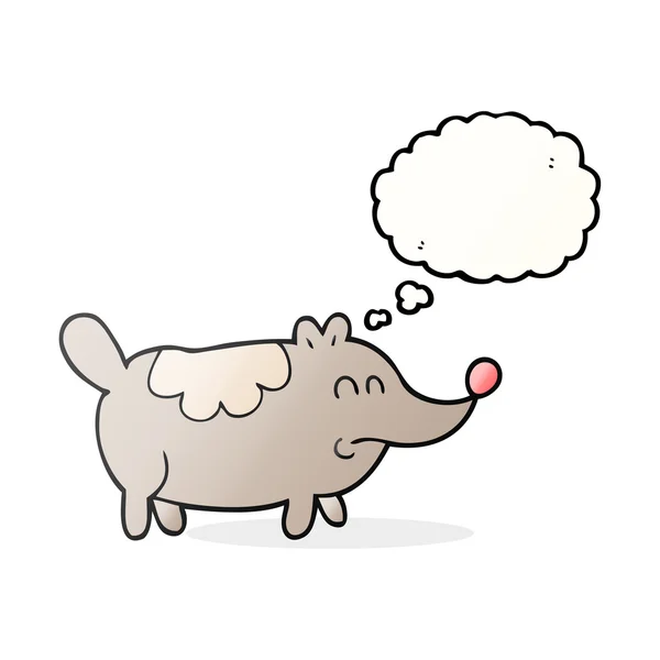 Gedankenblase Karikatur kleiner dicker Hund — Stockvektor