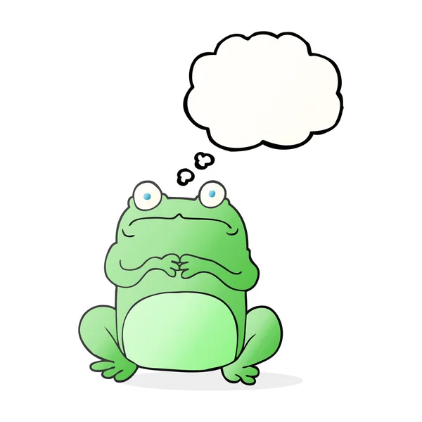 Myšlenka bubliny cartoon nervózní žába — Stockový vektor