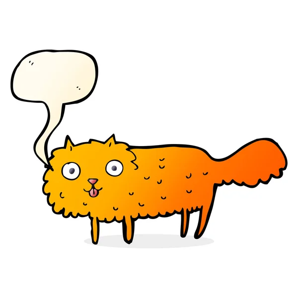 Çizgi film tüylü kedi konuşma baloncuğu ile — Stok Vektör