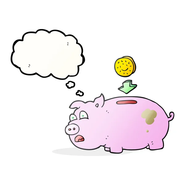 Thought bubble cartoon piggy bank — Stock Vector