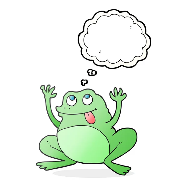 Legrační myšlenka bubliny cartoon žába — Stockový vektor