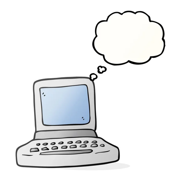 Dacht dat bubble cartoon oude computer — Stockvector