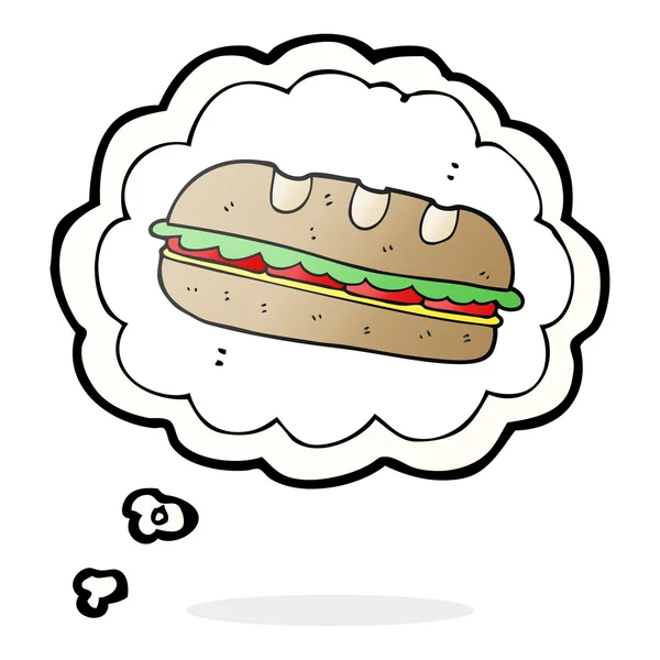 Думав бульбашка мультфільм величезний бутерброд — стоковий вектор