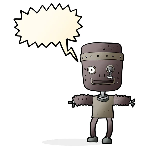 Robot de dibujos animados con burbuja de habla — Vector de stock