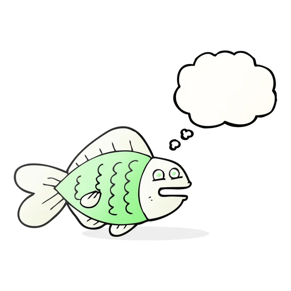 Myśl bańki kreskówka śmieszne ryb — Wektor stockowy