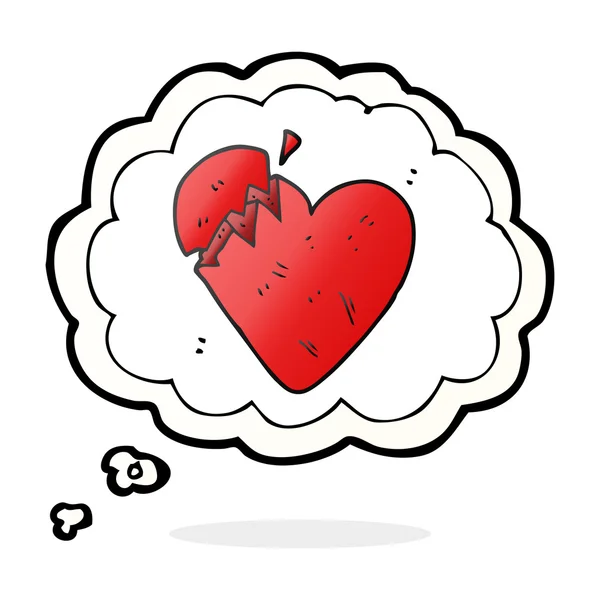 Gedachte zeepbel cartoon hart gebroken — Stockvector