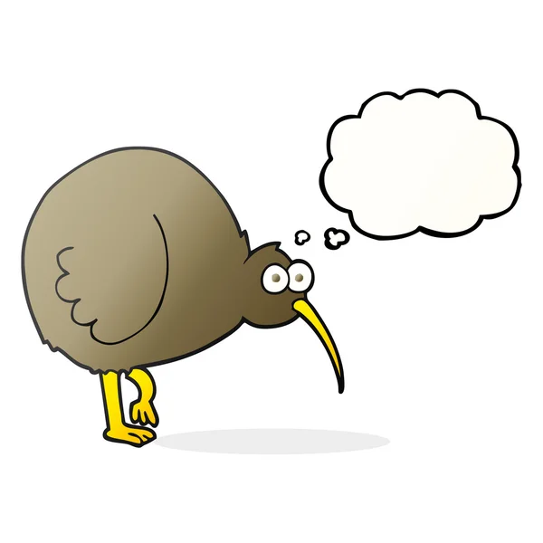 Pensamiento burbuja dibujos animados kiwi pájaro — Archivo Imágenes Vectoriales