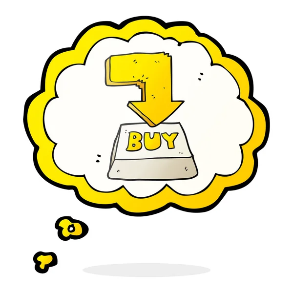 Thought bubble cartoon computer key buy symbol — Stock Vector