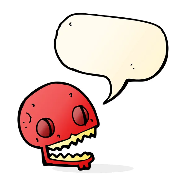Cartoon spooky skull with speech bubble — Stock Vector