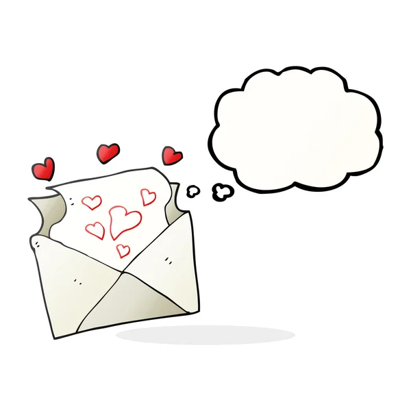 Düşünce kabarcık karikatür aşk mektubu — Stok Vektör