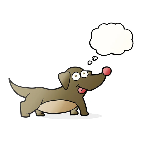 Gedachte zeepbel cartoon gelukkig weinig hond — Stockvector