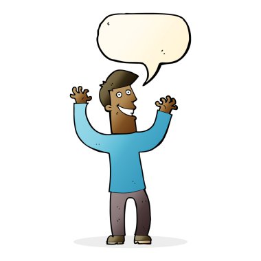 çizgi film heyecanlı adam konuşma baloncuğu ile