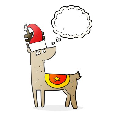 kabarcık karikatür Ren geyiği giyen Noel şapka sanıyordum