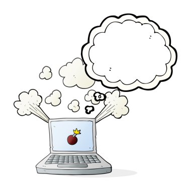 kabarcık karikatür dizüstü bilgisayar bomba simgesiyle sanıyordum