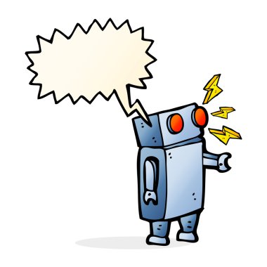 Konuşma baloncuklu çizgi film robotu