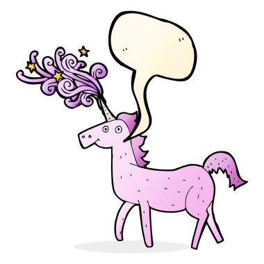 çizgi film sihirli unicorn ile konuşma balonu