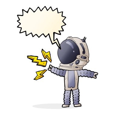 Konuşma balonu olan bir astronot.