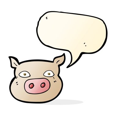 Konuşma balonlu domuz suratlı çizgi film.