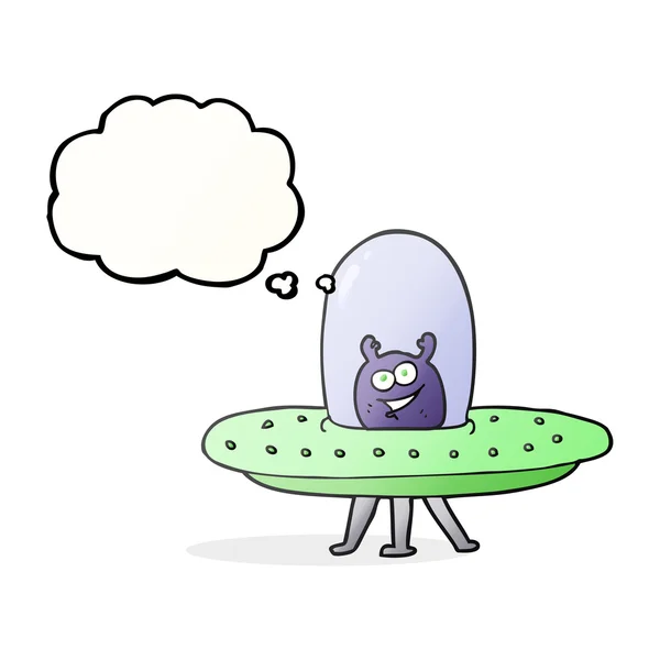 Pensée bulle dessin animé espace alien — Image vectorielle