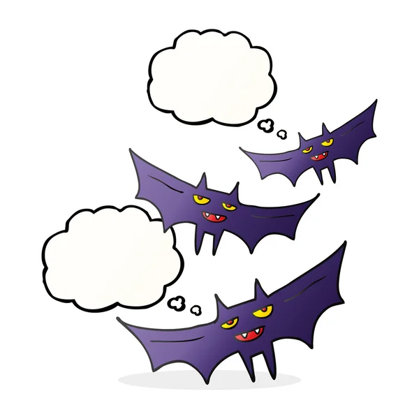 Pensée bulle dessin animé halloween chauve-souris — Image vectorielle