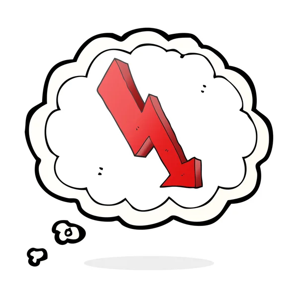 Myśli bańki kreskówka strzałka w dół trend — Wektor stockowy